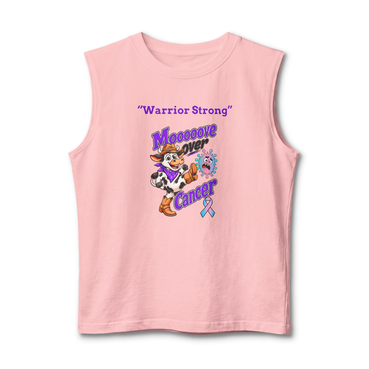 Pink Moooove Over Cancer Warrior Strong tank top with Thyroid Cancer awareness ribbon