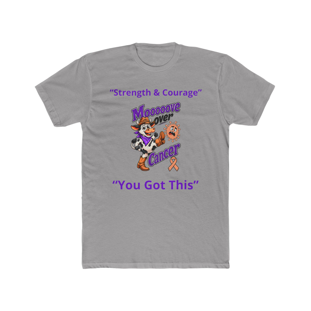Gray Moooove Over Cancer personalized T-shirt with Strength and Courage design