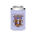 Lavender Kickin' Cancer Regular Can cooler with western boot artwork