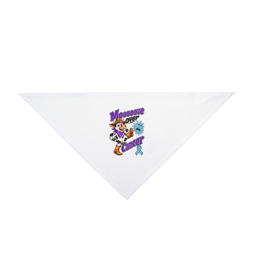 Front view of Moooove Over Cancer triangular bandana for dogs and cats