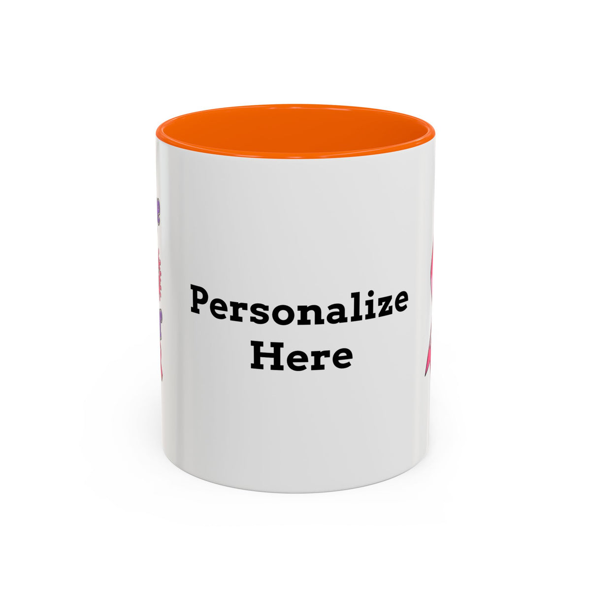 Moooove Over Cancer personalized mug with orange accent interior and handle