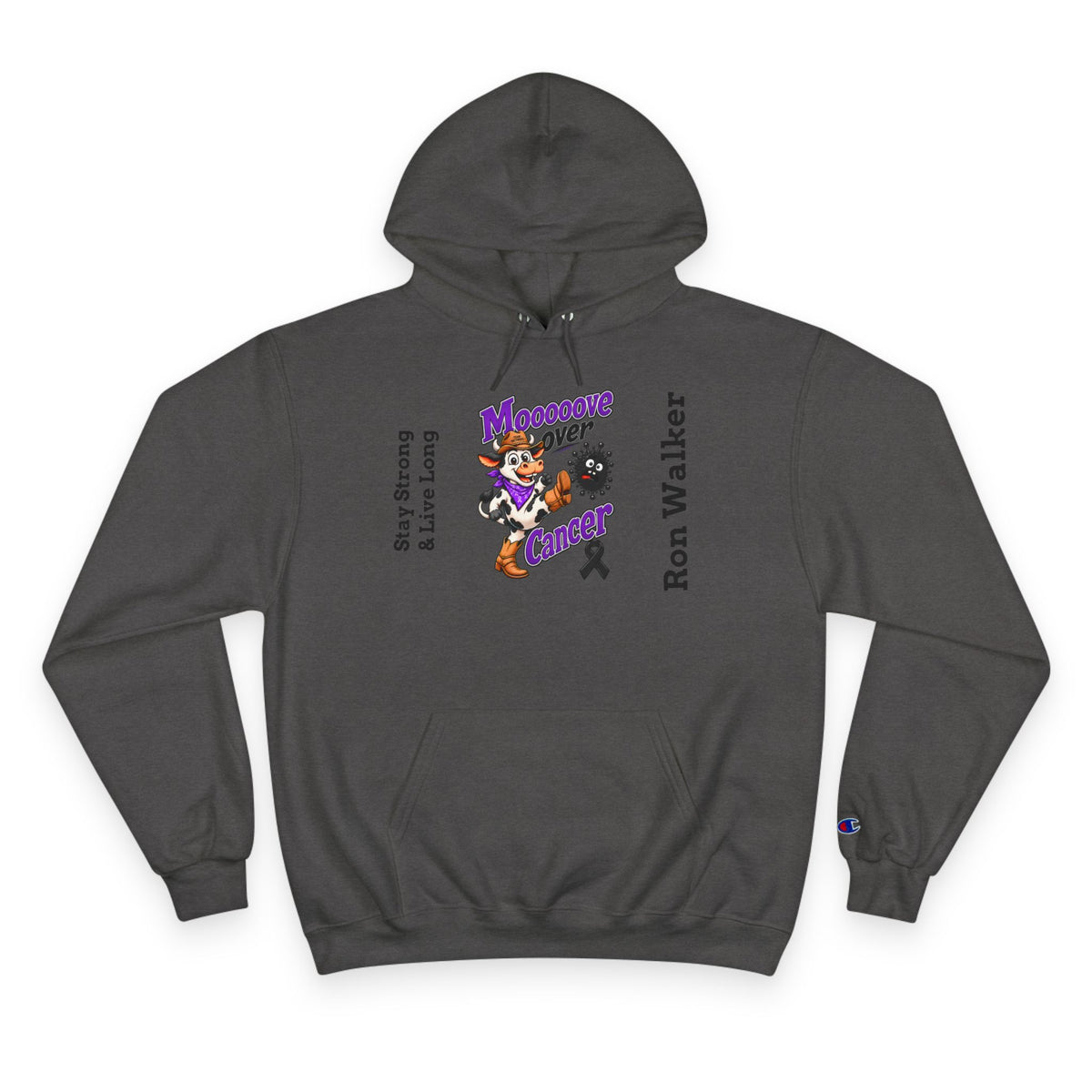 Black Moooove Over Cancer personalized black ribbon pullover hoodie