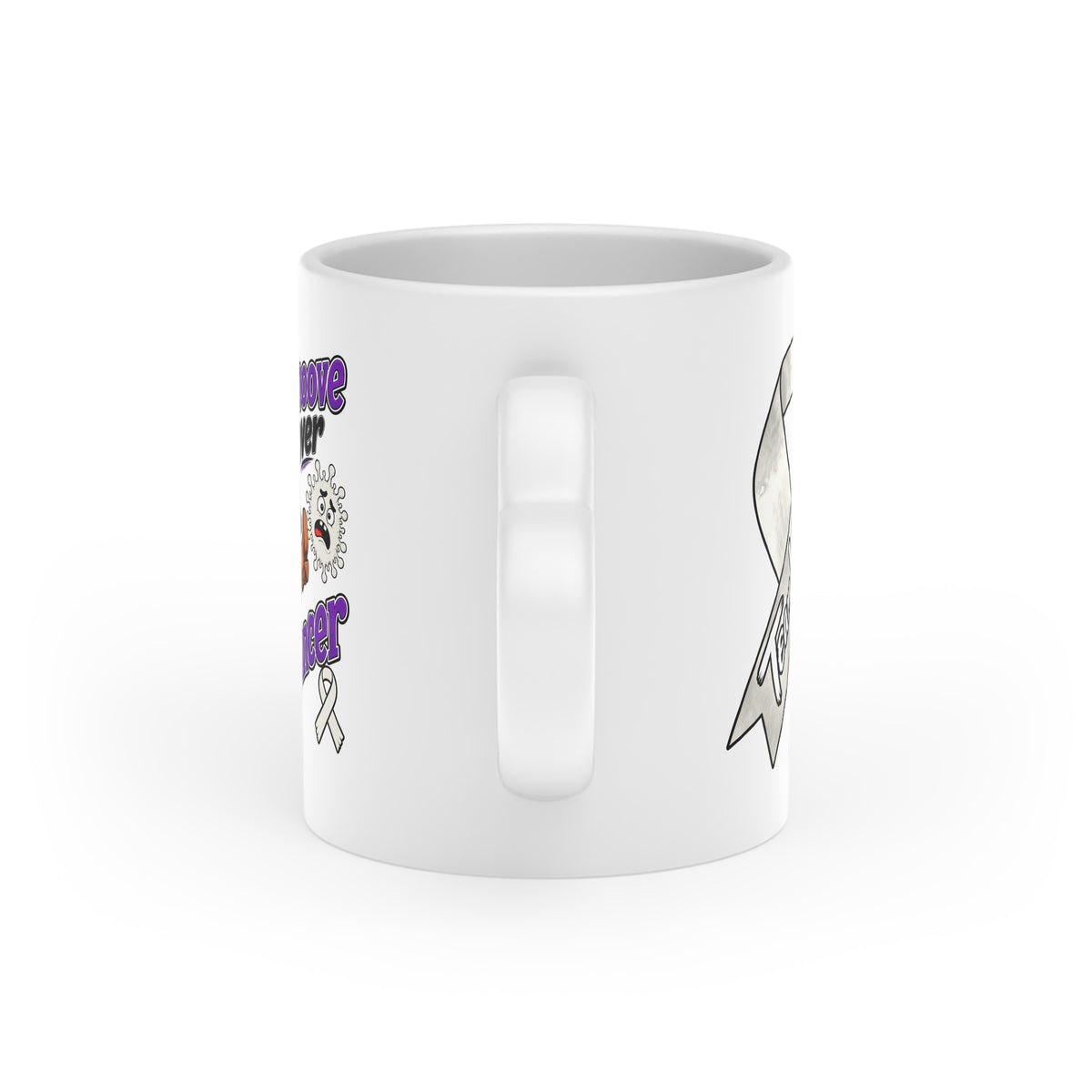Kickin' Cancer 11 oz Heart-Handle Ceramic Mug
