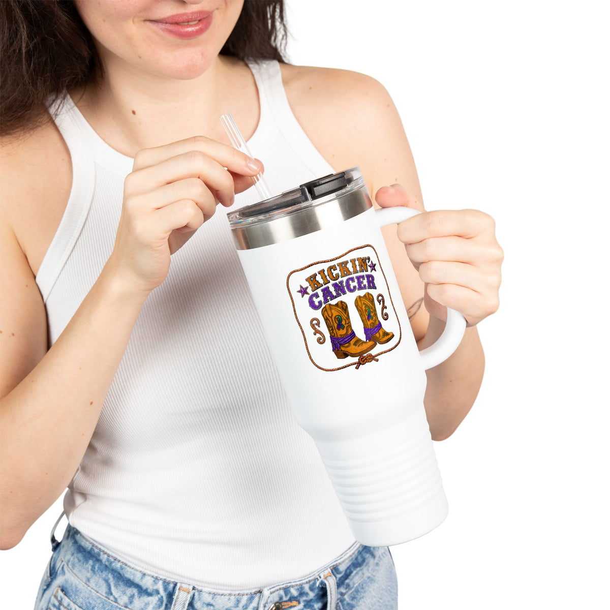 Kickin' Cancer Insulated Travel Mug - 40oz