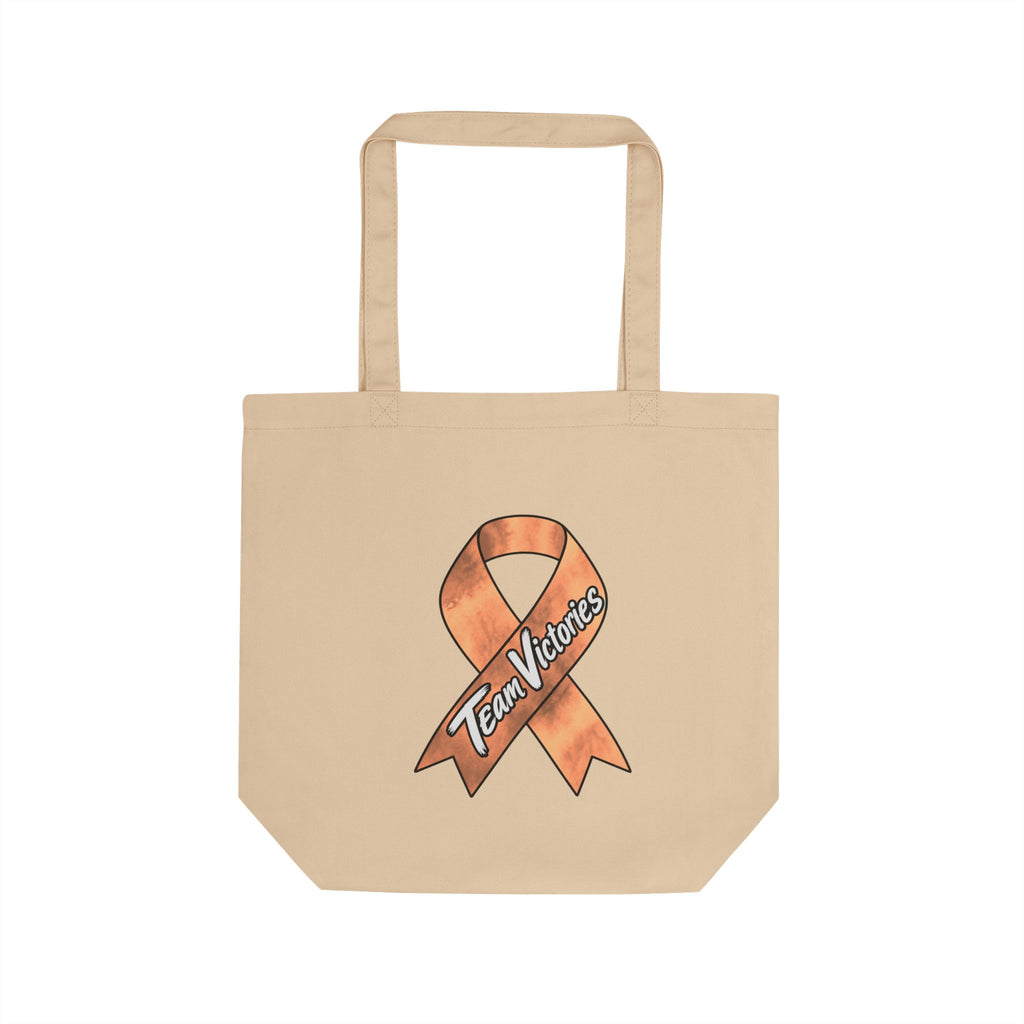Natural Team Victories tote with an orange awareness ribbon design