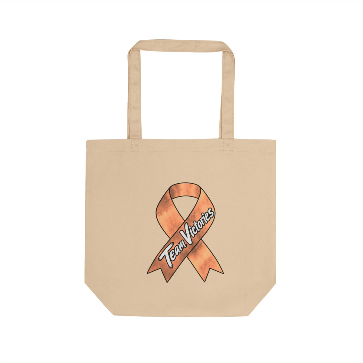 Natural Team Victories tote with an orange awareness ribbon design