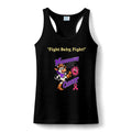Moooove Over Cancer women's performance tank top with Breast Cancer awareness ribbon, black front view