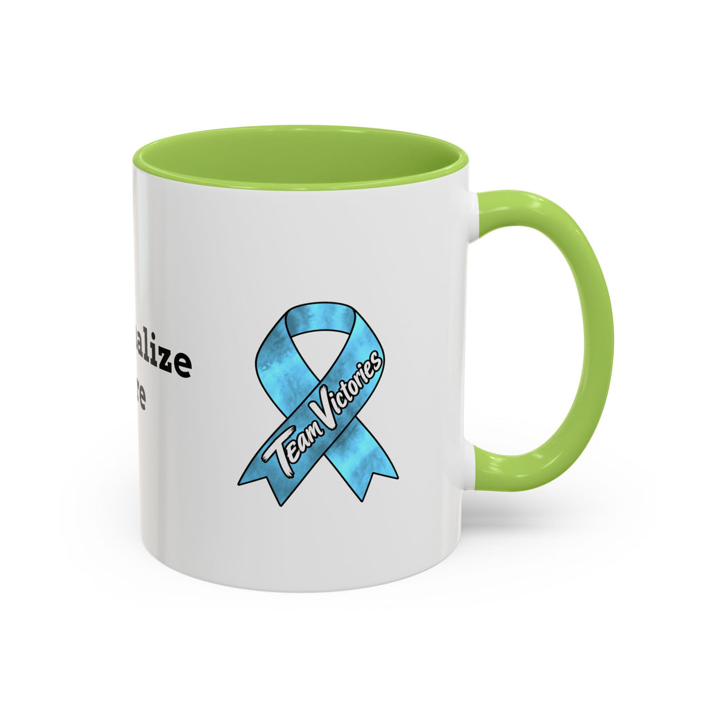 Moooove Over Cancer mug with purple accent handle and cancer support artwork