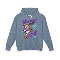 Moooove Over Cancer slate blue hoodie with cow graphic and Prostate Cancer awareness ribbon