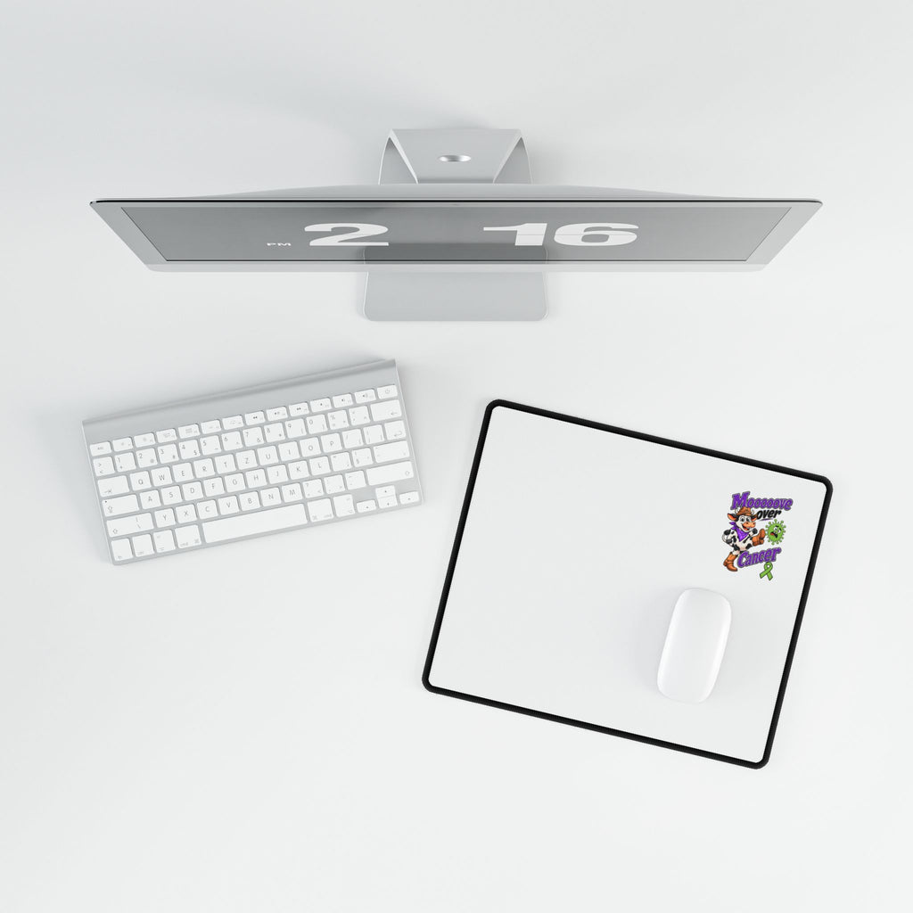 Moooove Over Cancer mouse pad with cow design and green Non-Hodgkin/Lymphoma Cancer ribbon