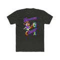 Moooove Over Cancer cow graphic t-shirt in charcoal with a colorful awareness ribbon