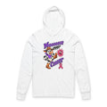 Moooove Over Cancer hooded long-sleeve tee with pink Breast Cancer awareness ribbon, front view