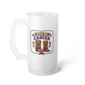 Frosted glass Kickin' Cancer mug with western boot artwork and a tall handle