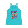 Moooove Over Cancer racerback tank top with peach Uterine Cancer awareness ribbon on a turquoise tank