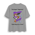 Moooove Over Cancer heavyweight T-shirt in gray with purple artwork