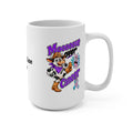 Moooove Over Cancer 15 oz mug with Team Victories artwork and Thyroid Cancer awareness ribbon