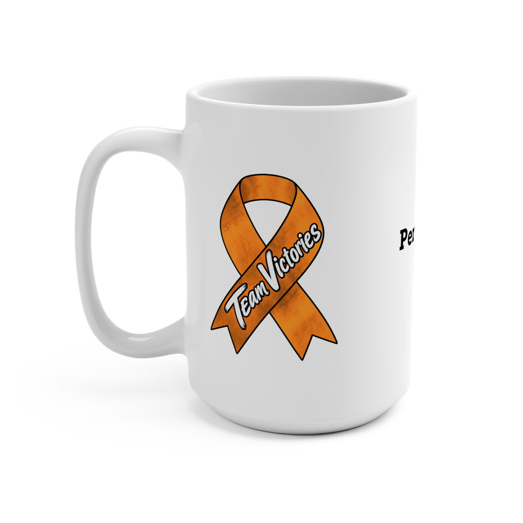 Team Victories Leukemia/Kidney Cancer awareness ribbon on a personalized Moooove Over Cancer mug
