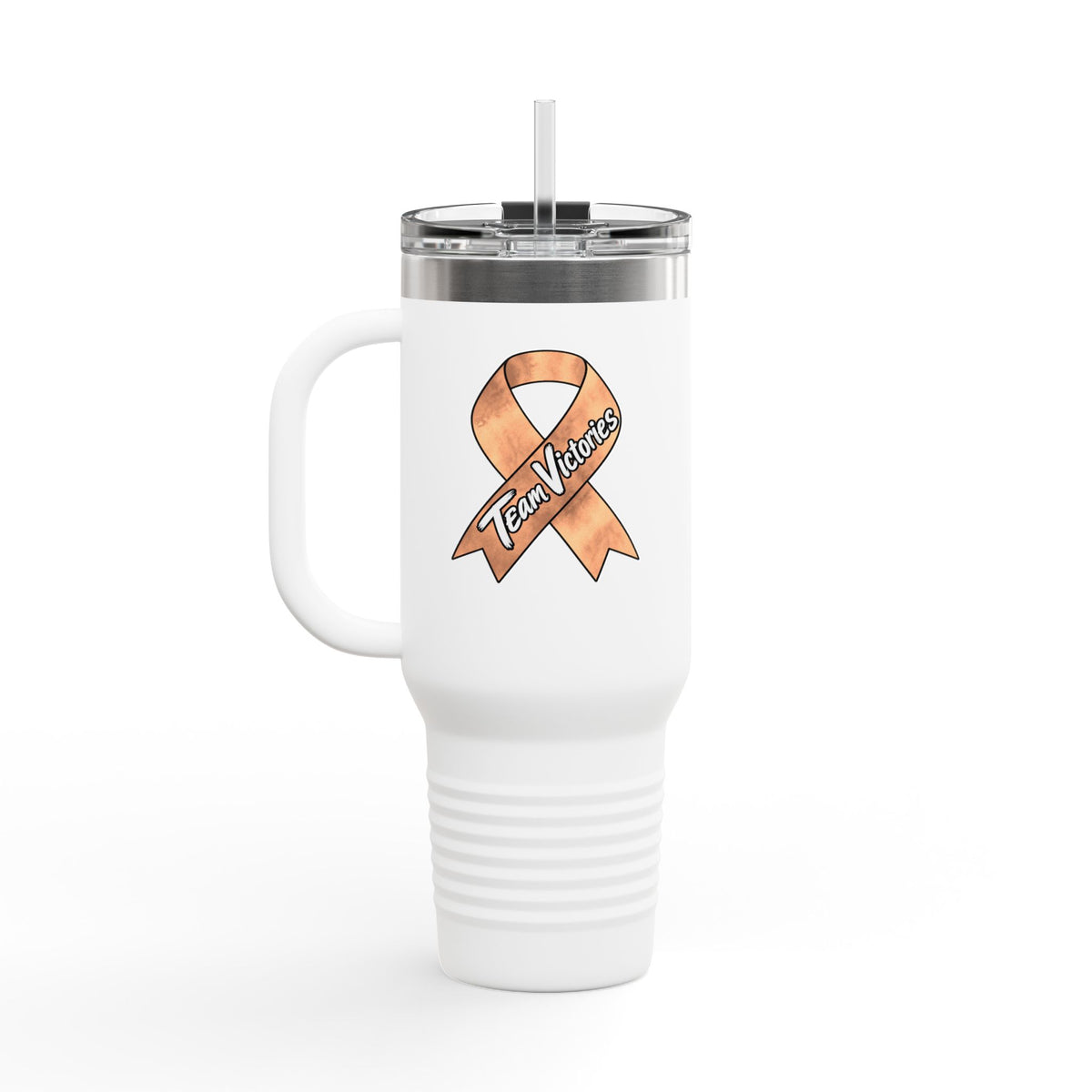 Team Victories ribbon design on a 40 oz mug for Uterine Cancer awareness