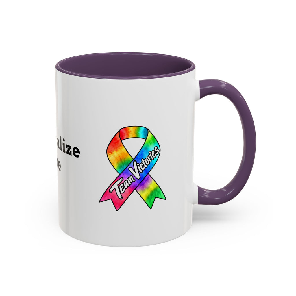Moooove Over Cancer mug featuring character artwork and a multicolor accent handle