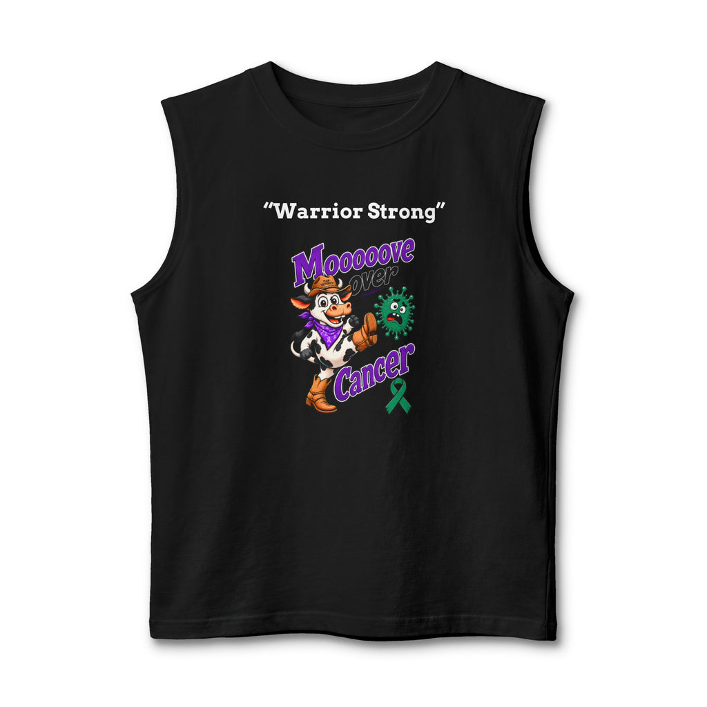 Black Moooove Over Cancer Warrior Strong tank top with a Liver Cancer awareness ribbon