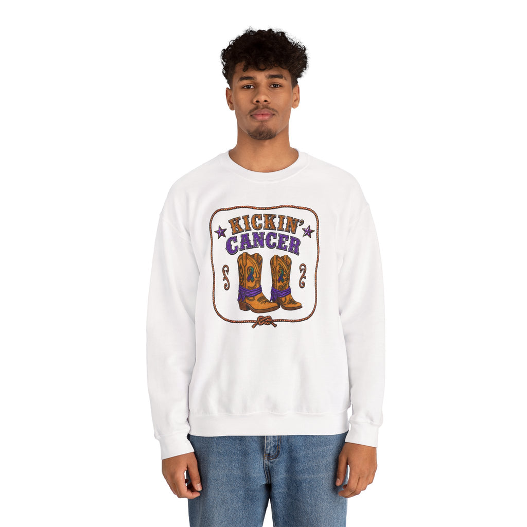 Kickin' Cancer + Cowboy Chemo Two-Sided Crewneck Sweatshirt