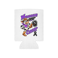 Moooove Over Cancer can cooler with colorful cow artwork and black awareness ribbon