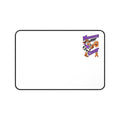 Moooove Over Cancer desk mat with a Leukemia/Kidney Cancer awareness ribbon on a white surface