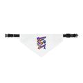 Moooove Over Cancer white clip-on pet bandana with colorful awareness design