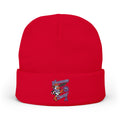 Red Moooove Over Cancer embroidered beanie with colorful awareness ribbon artwork
