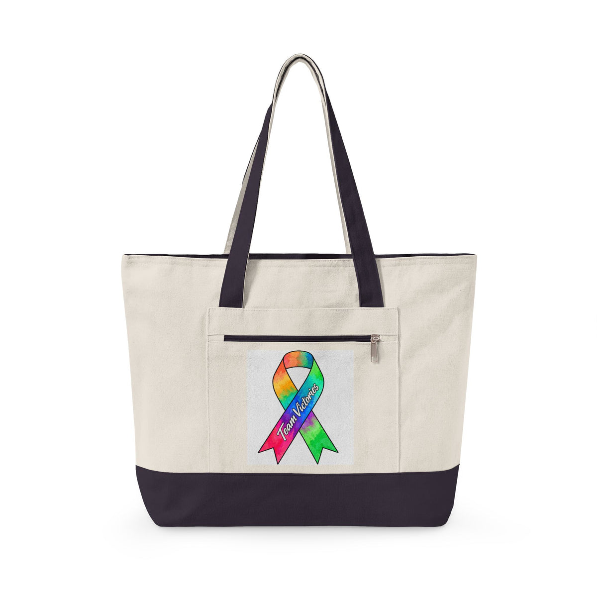 Canvas Tote Bag— Zippered Front Pocket, Everyday Carry