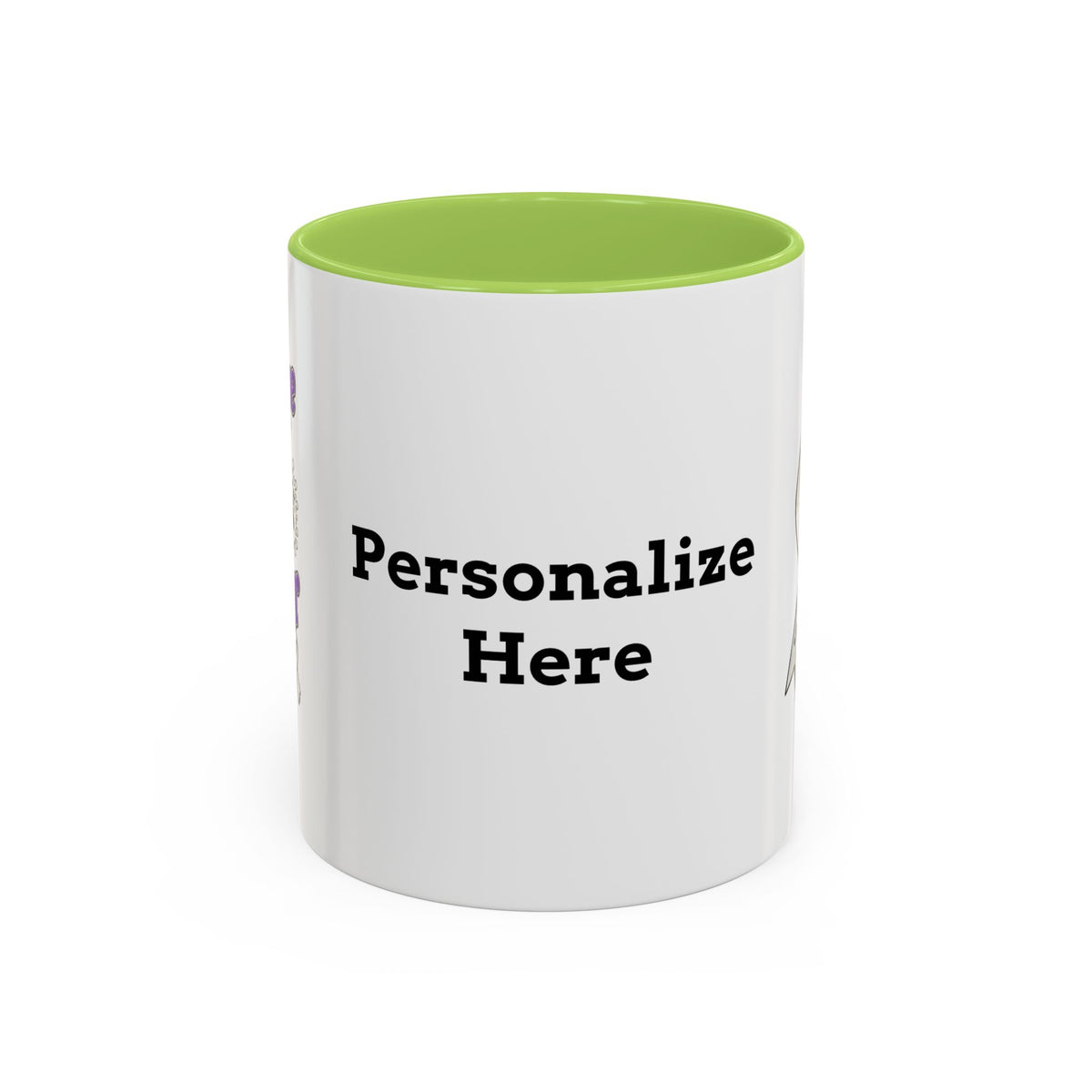 Moooove Over Cancer personalized mug preview with green accent interior and handle