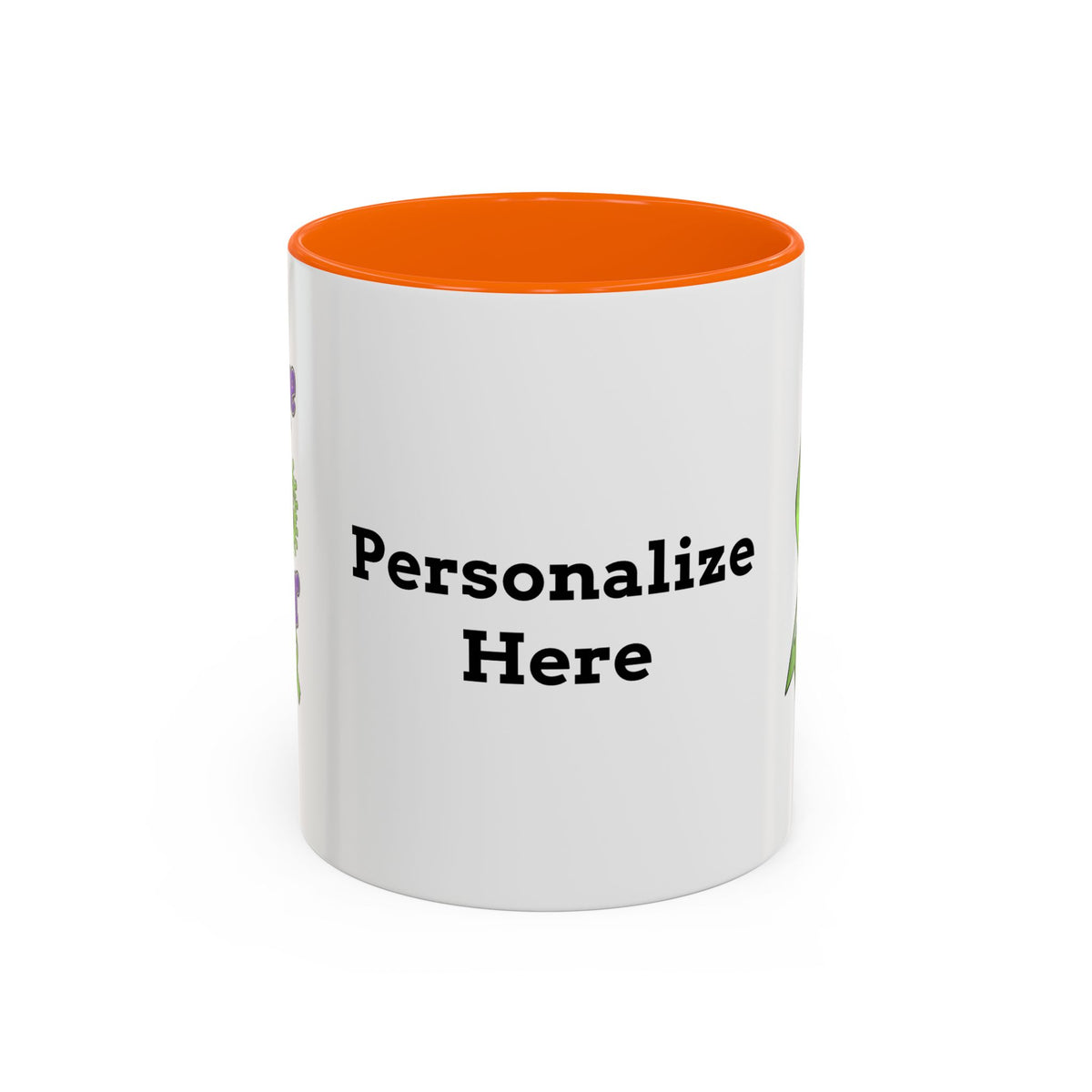 Personalized Moooove Over Cancer mug back view with orange accent and space for custom name or text